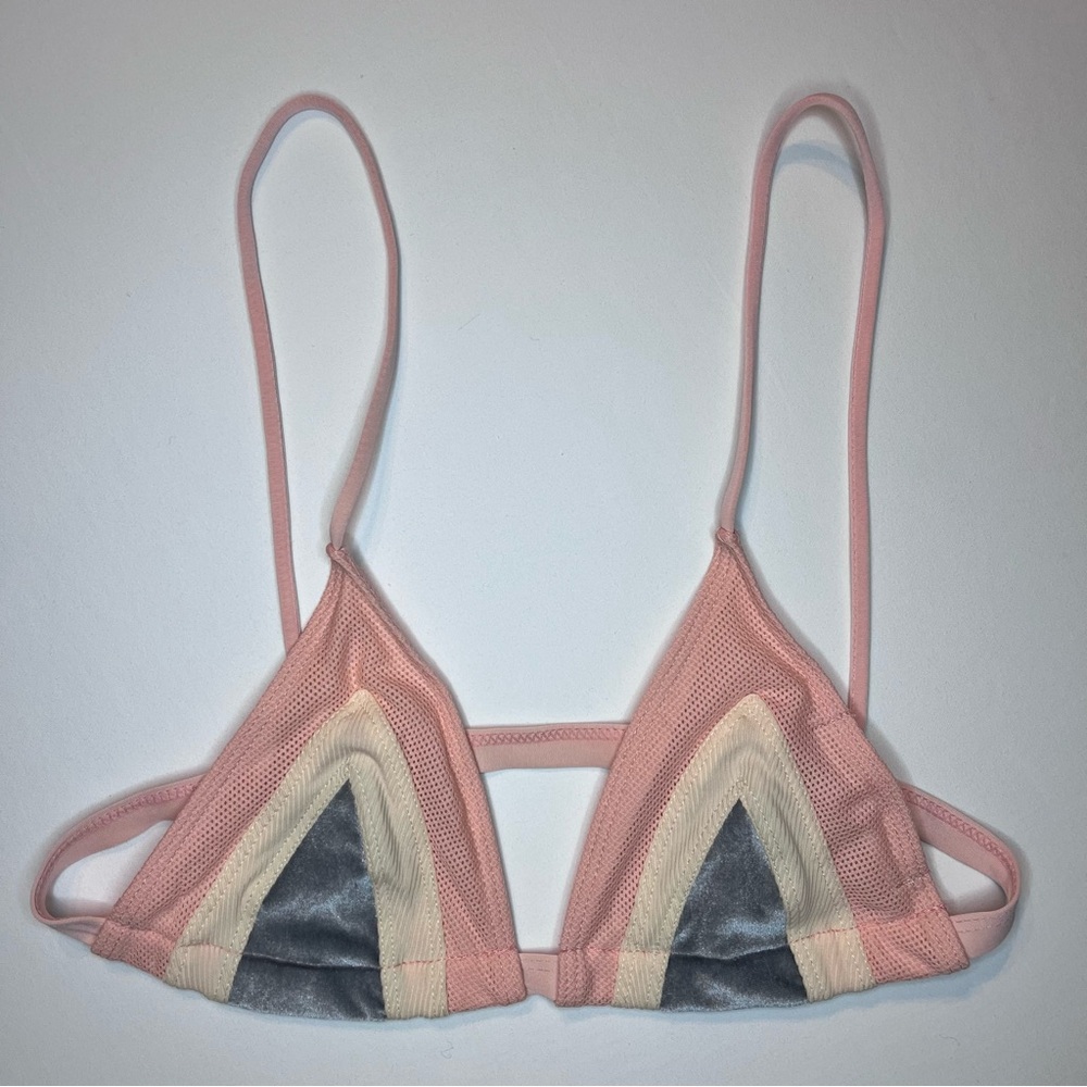 NWT Women’s Nightwalker The Slide Pink Geometric Triangle Bralette Bikini Top Sm - Picture 4 of 8